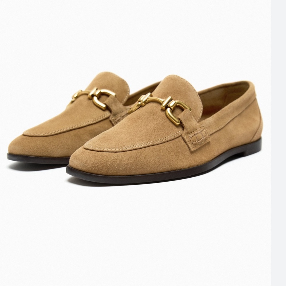 ZARA BUCKLED SUEDE LOAFERS - Picture 2 of 7